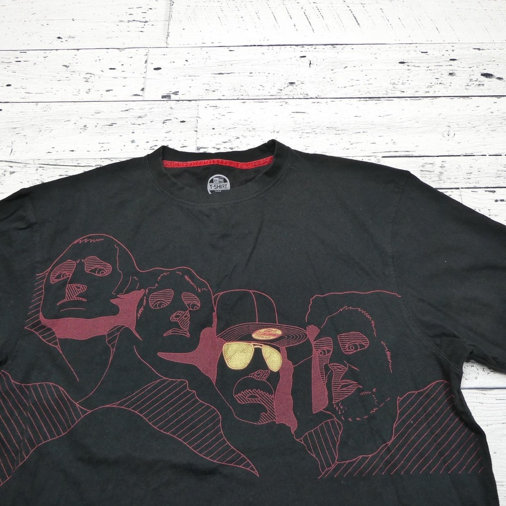 New Era Shirt Mens XL Black Gold Mount Rushmore Hip Hop Graphic Tee‎ T-Shirt